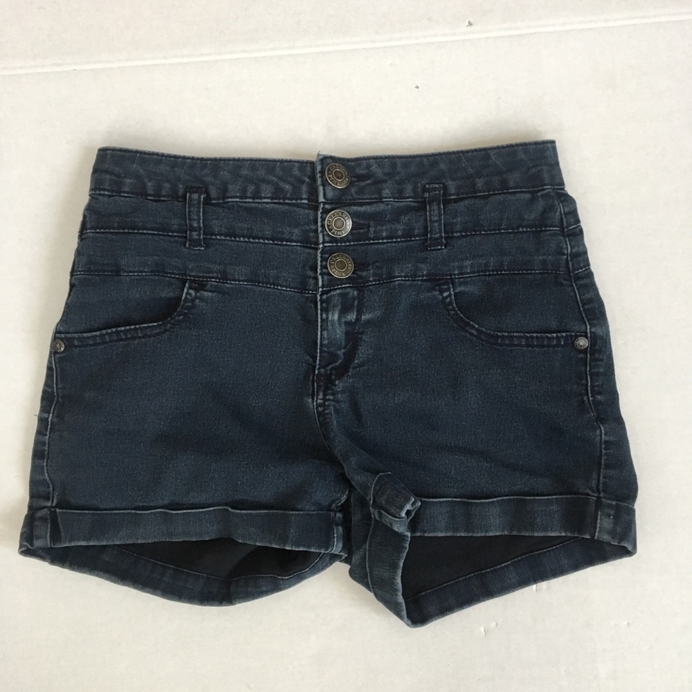 High waisted dark wash shorts